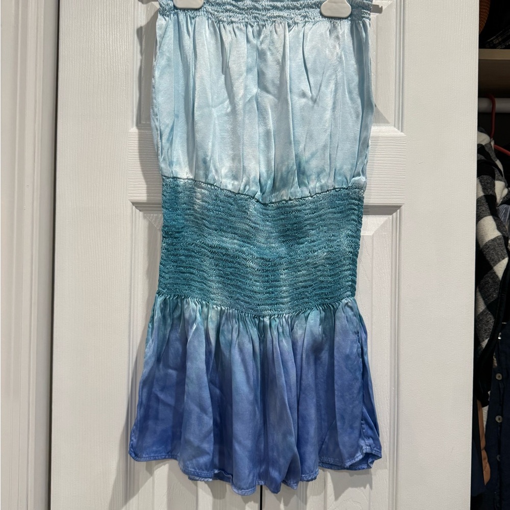 Blue Ombre Strapless Dress/Coverup